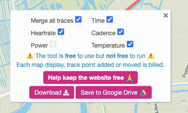 Screenshot GPX studio pop up om merge all tracks aan te vinken