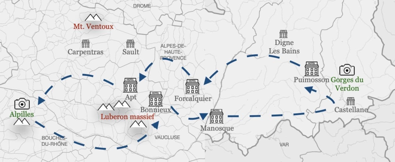 Fietsroutes door de Provence, om centraal massief De Luberon heen