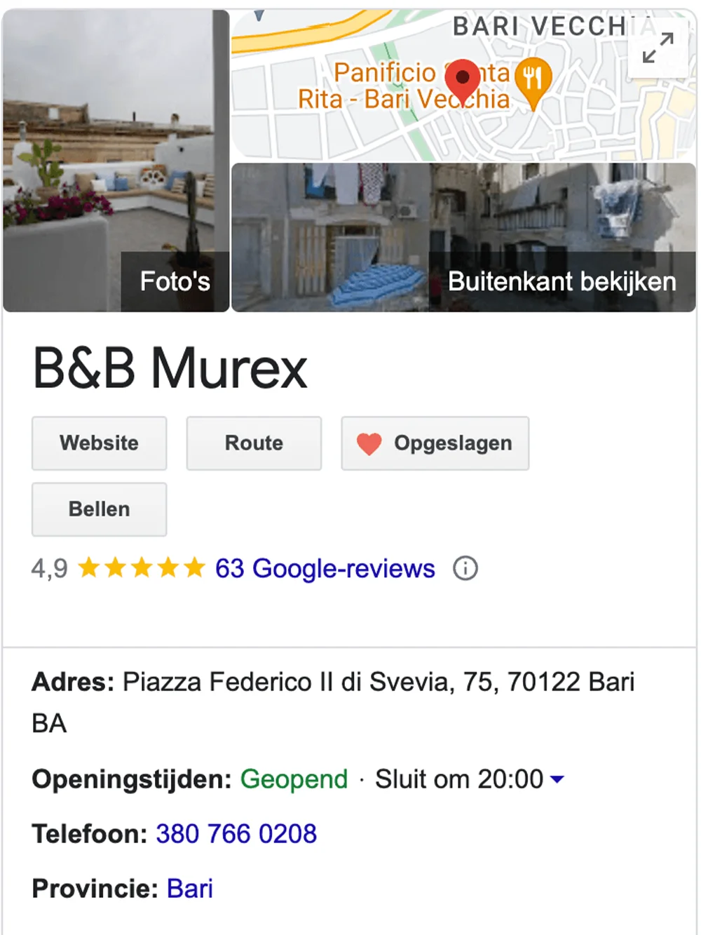 Contactgegevens van een B&B om te gebruiken tijdens het boeken van jouw droomvakantie